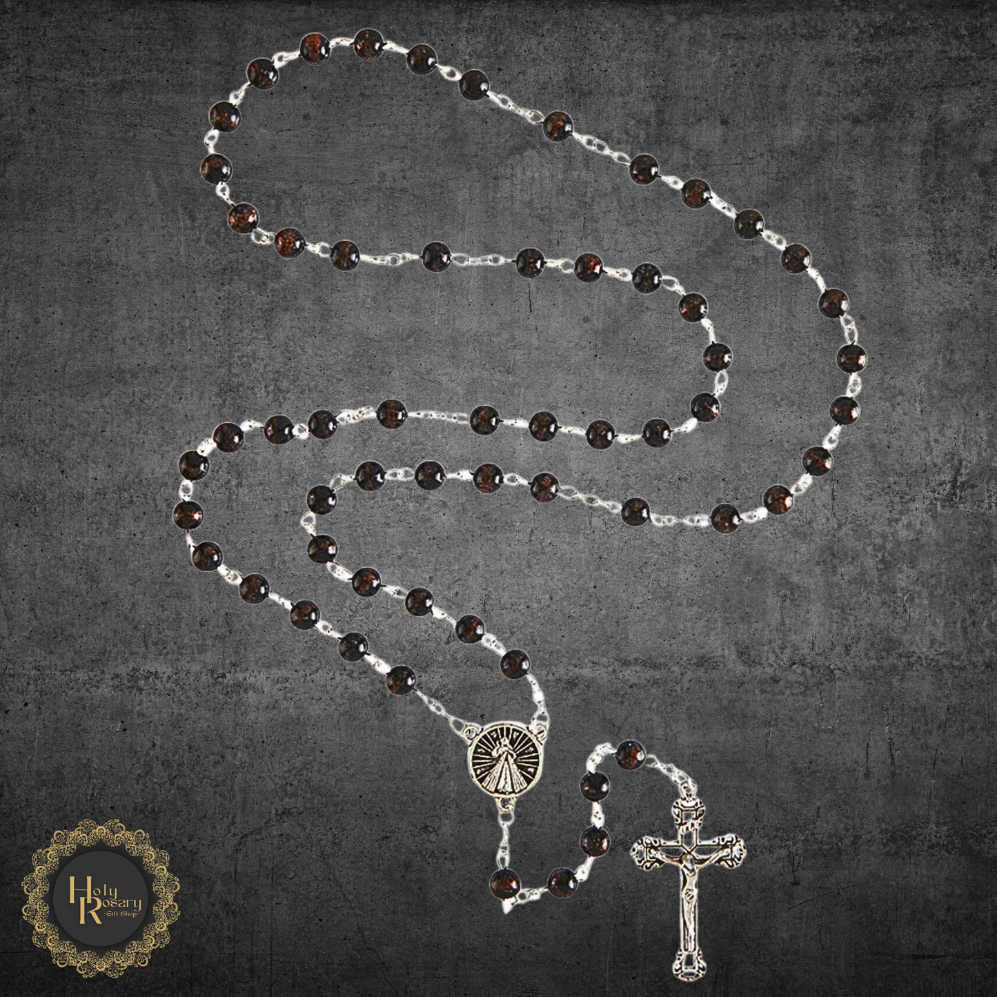 Classic Divine Mercy Rosary Beads for sale with silver cross and vibrant beads, perfect for devotion and spiritual reflection
