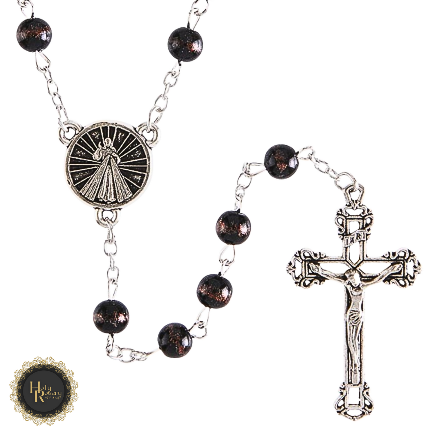 Divine Mercy Rosary Beads for sale displayed elegantly showcasing beads and detailed craftsmanship