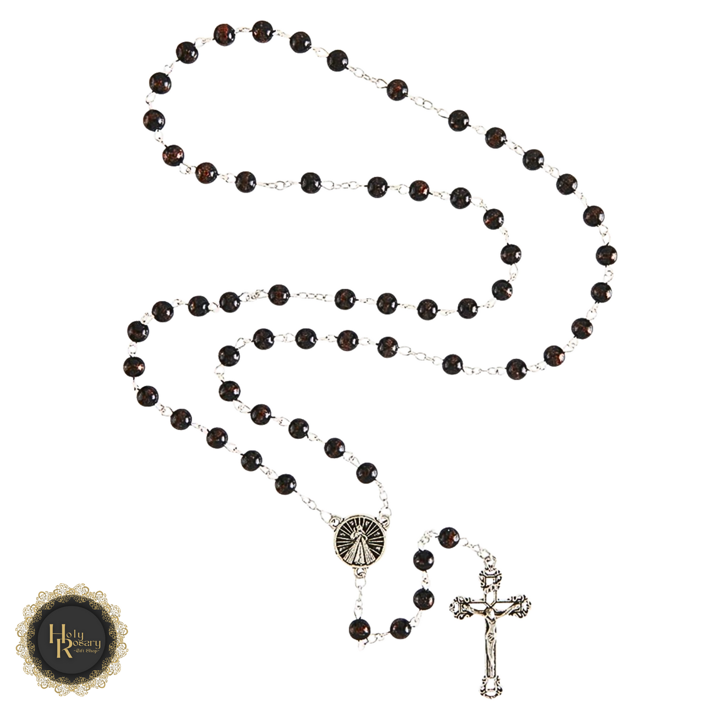 Divine Mercy Rosary Beads with silver cross for sale, beautifully crafted for spiritual use