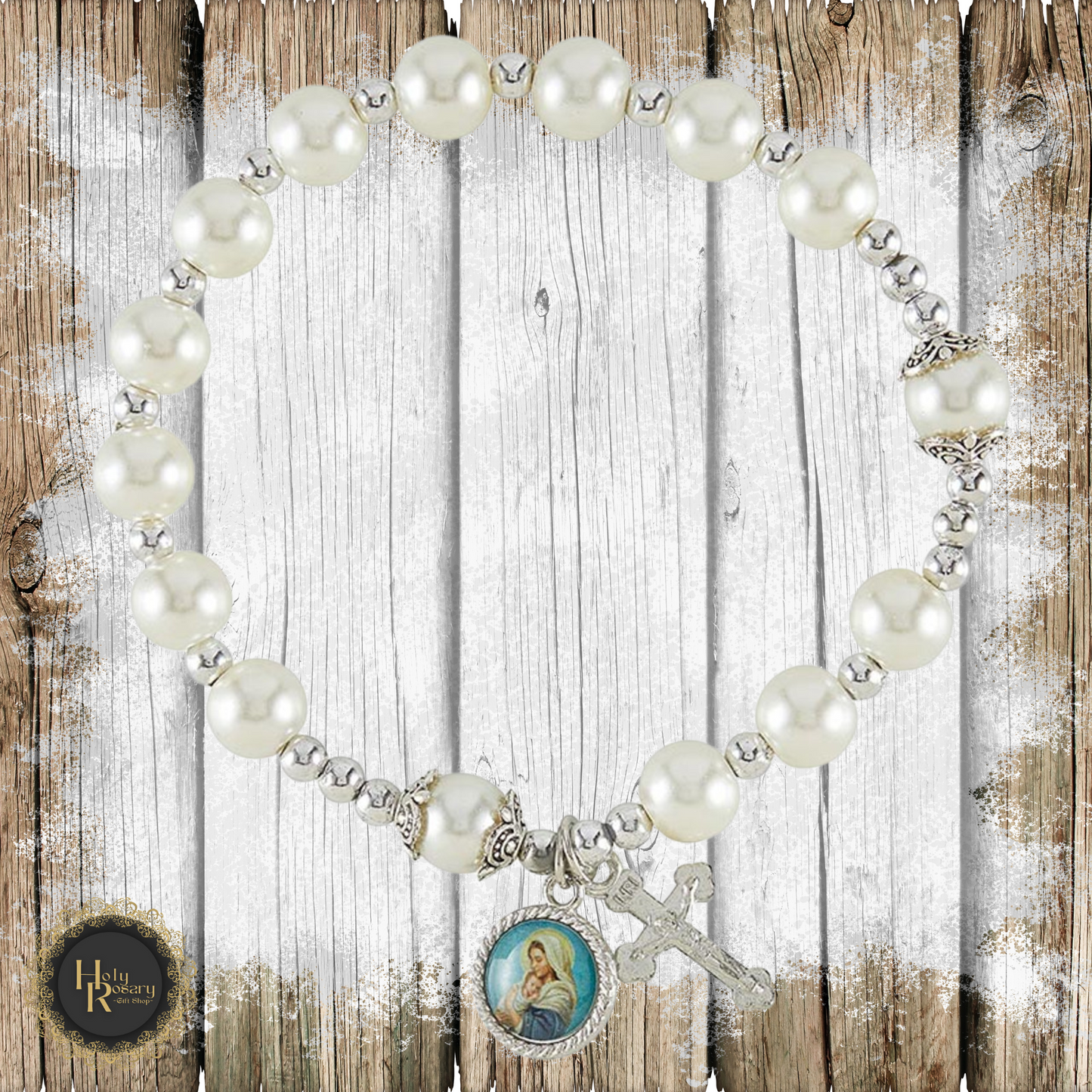 Pearl rosary bracelet designed for women combining devotional purpose with fashionable appeal